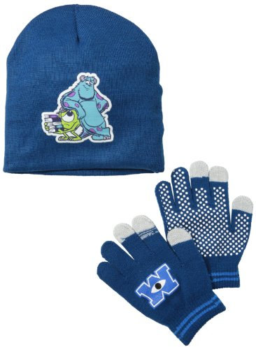 Disney Monster AG Uni - wendbares Handschuh-und Mützen-Set, blau