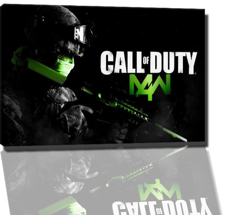 PrintArtGalery Dark Call of Duty Leinwandbild auf Holzrahmen gespannt Größe: 100x70 cm