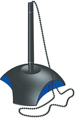 HAN Stifthalter DELTA, Eleganter Kugelschreiber mit Kette, für eine optimale Schreibtisch Organisation, für Büro oder Empfangstresen, 1751-34, schwarz/blau