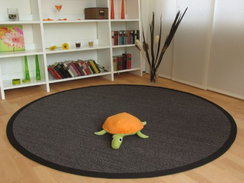 Astra Sisal Teppich Salvador - Farbe anthrazit - Bordüre schwarz - 040.040, Größe: 80x200 cm