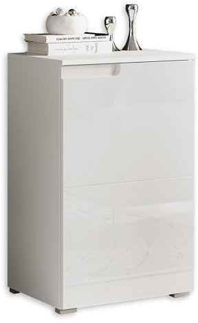 SPICE Kommode in Hochglanz Weiß - Modernes Sideboard mit viel Stauraum für Ihren Wohnbereich - 50 x 80 x 40 cm (B/H/T)