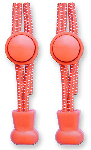 Lacestar No Tie Elastic Laces 120CM Shoe Laces No Tie Elastic Shoelace Lock System Suitable for Kids Adults Elderly Disabled (ELECTRIC ORANGE)