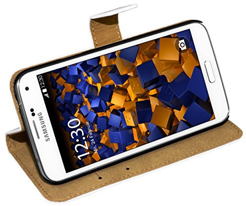 mumbi Ledertasche im Bookstyle für Samsung Galaxy S5 Tasche Weiss