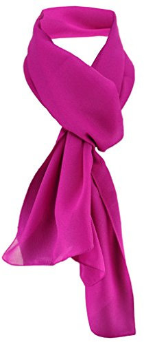 TigerTie dames Chiffon foulard magenta fuchsia unicolor taille 160 cm x 36 cm - écharpe