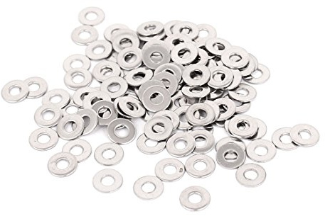 Sourcingmap M2.5x6mmx0.5mm Stainless Steel Round Flat Washer for Bolt Screw 100Pcs