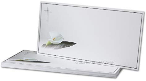 100x Beileidskarten ohne Text - Würdevolles Motiv Trauerblume Matt - Trauerkarte in 21 x 10,5 cm DIN Lang - schlichte Kondolenzkarte Beileid