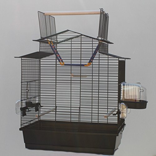 Schwarzer Vogelkäfig IZA III Cabrio Wellensittichkäfig,Exotenkäfig,Vogelkäfig Vogelbauer Wellensittich Kanarien Voliere Vogelhaus Käfig incl. Badehaus und Trinkröhrchen …