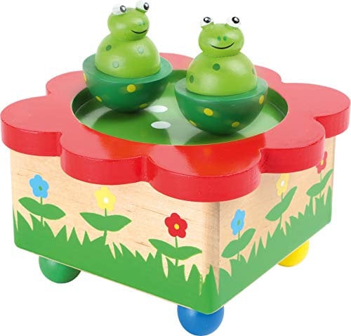 small foot 7541 Spieluhr Froschteich aus Holz, mit bunten Fröschen, die zur Melodie tanzen, ab 3 Jahren