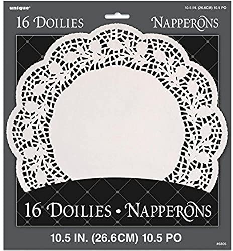 Elegant White Lace Round Doilies (26cm) 16 Count - Disposable Decorative Table Placemats, Perfect for Parties, Weddings & Home Decor