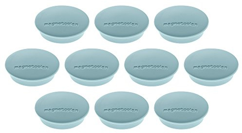 Magnethalter Junior, Durchmesser 34 mm, 10 Stück, hellblau | Magnete für Magnettafeln und Whiteboards | Kratzfreie Spezialbeschichtung | Leicht abnehmbar | ØxH 35x9mm | Haftkraft: 1,3 kg