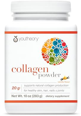 Youtheory Collagen Powder, 20g, Vanilla, 10 oz, 12-Day Supply