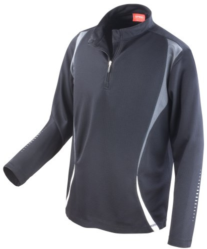 Spiro Unisex Sports Trial Performance Training Top (L) (Black/Grey/White)