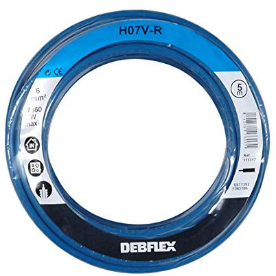 Bobinot de câble - Bobine de fils électrique - Câble électrique - Couronne de câble - Bobinot Câble Rigide 5 mètres H07VR 6 mm ² - Bleu - 113317 Debflex