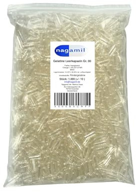 nagamil Gelatine Leerkapseln Gr. 00, transparent, 1.000 Stück