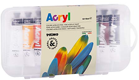 PRIMO Morocolor, Couleur Acrylique en Tube d'aluminium, 10 peintures acryliques à Peindre 18 ML, peintures acryliques hautement pigmentées, Couleurs acryliques pour Enfants permanents, Made in Italy