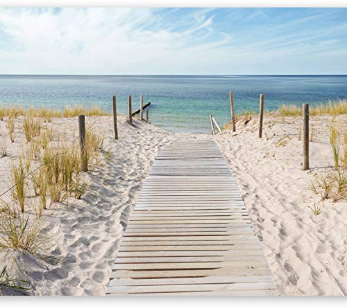 Wallpaper - Wall Mural Beach 350x256 cm Non-Woven Premium Art Print Fleece Wall Mural Decoration Poster Picture Design Modern Landscape Nature sea Tropical Holiday Summer c-A-0054-a-b