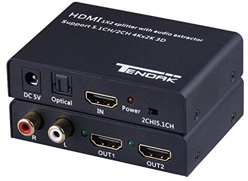 Tendak 4K@30Hz HDMI Splitter 1 in 2 Out with Audio Extractor