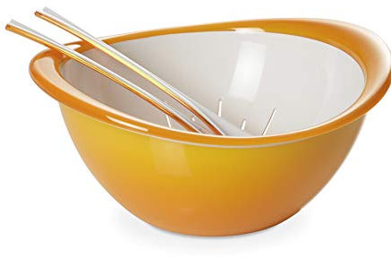 Omada Design Tazón, colador y ensalada (3 piezas), 26 cm de diámetro, de color, ergonómico y con un diseño innovador, interior blanco y borde exterior de color, Trendy Line