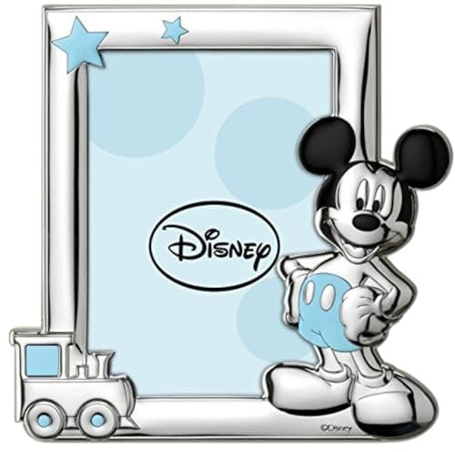 Disney Baby - Bilderrahmen zum Hinstellen - Silber - ideal für den Nachttisch im Kinderzimmer - perfekt als Geschenkidee zur Taufe oder zum Geburtstag - Micky-Maus-Design
