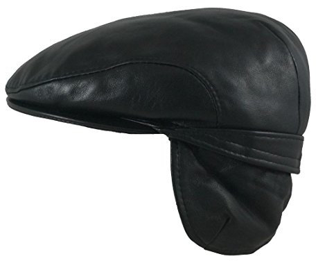 Wegener Flatcap in Nappaleder mit Windstopper schwarz 56
