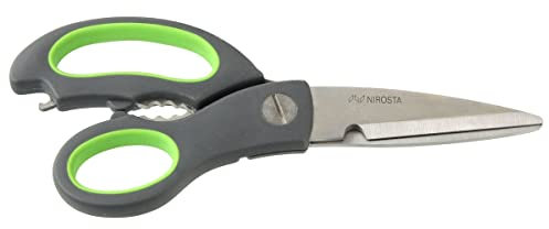 Fackelmann NIROSTA Superschere + Öffner PRAKTIKA, Allzweckschere, Haushaltsschere mit Flaschenöffner (Farbe: Grün/Grau), Menge: 1 Stück