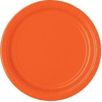 Pack of 16 x Pumpkin Orange Round Paper Plates (9/23cm)