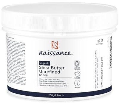 Naissance Organic Shea Butter Unrefined (No. 306) - 250g - Pure, Raw, Natural, Vegan - for Skin, Hair, Lip Balms, Body Butters, Moisturiser