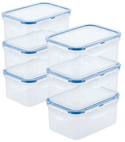 Lock & Lock Easy Essentials - Juego de recipientes de almacenamiento de alimentos, transparente, 20 onzas (paquete de 6)