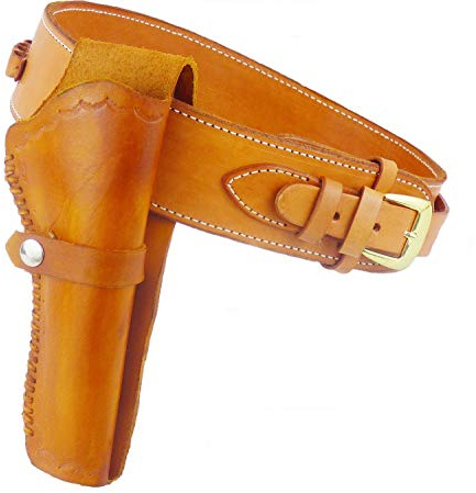 Gürtel + Holster Westernholster mit Patronenschlaufen Rindsleder Hellbraun (44)
