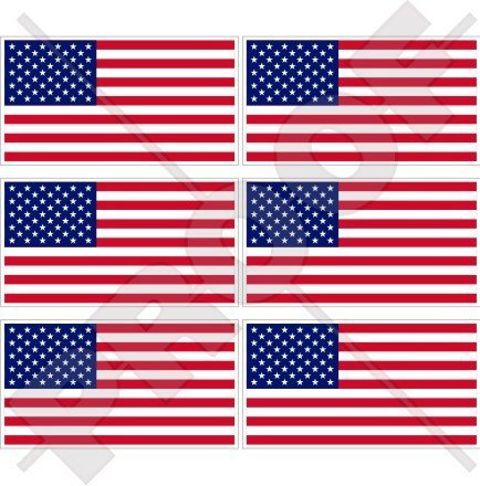 Lot de 6 mini autocollants en vinyle pour téléphone portable Motif drapeau des États-Unis d'Amérique 40 mm