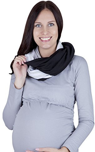 MijaCulture 2 in 1 Halstücher zum Stillen/Stillschal/Stillcape 3094 (Schwarz/Grau/Weiß)