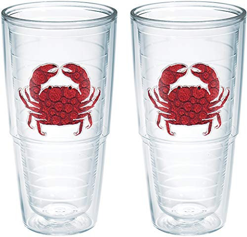 Tervis Red Crab Dots Made in USA Double Walled Insulated Tumbler, 24 oz (Pack of 2), No Lid