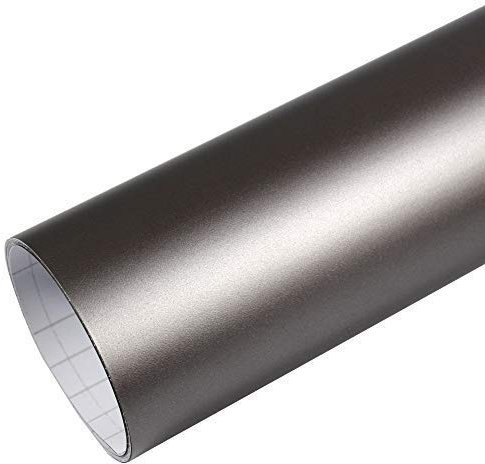 Rapid Teck® 5,26€/m Premium Matt Silber Grau - 1m x 1,52m - Blasenfrei mit Luftkanälen - Auto Folierung - Car Wrapping Folie - Schwarze Folie Auto
