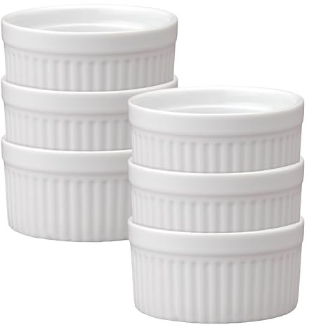 HIC Harold Import Co. 98005-6 HIC Ramekins, Fine White Porcelain Souffle, 3.5-Inch, 6-Ounce Capacity, Set of 6