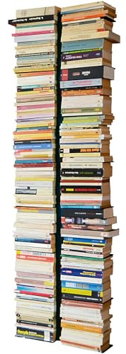 Radius Design Booksbaum Doppel Wandregal groß Schwarz – Wandregal aus pulverbeschichtetem Stahl, 170 cm hoch – platzsparendes Bücherregal mit Einlegeböden, modernes Design (721A)