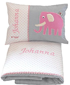 Baby Set 2 TLG. mit Decke und Namenskissen mit Elefant von Glückspilz
