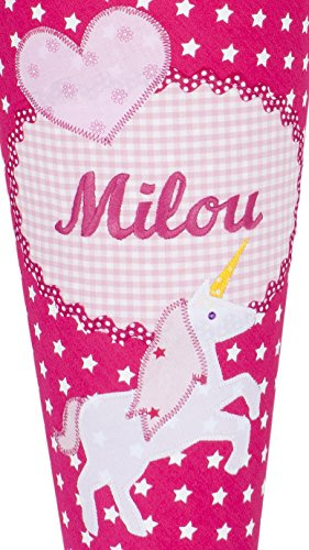 Schultüte aus Stoff mit Namen, Motiv Einhorn