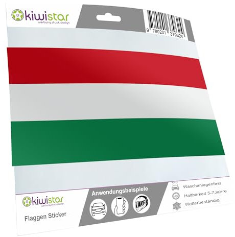 Kiwistar - Autoaufkleber Sticker Fahne Flagge Aufkleber 10cm Ungarn Flagge Länder Wappen Fahne Sticker Kennzeichen - Auto - Fahrrad - LKW