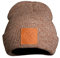 Rough Beanie - Mütze, Strickmütze mit Echt-Leder Veredelung (Manufaktur13/M13) (Wood/BRAUN)