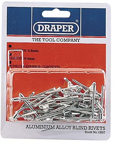 Draper 13557 Blind Rivets, 4.8mm x 6.4mm, Blue, Pack of 50