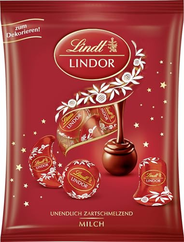 Lindt LINDOR Baumbehang Milch | Weihnachts-Dekoration mit zartschmelzender Alpenmilch-Schokolade | 100g | Ideal als Geschenk | Christbaumschmuck & Adventsüberraschung