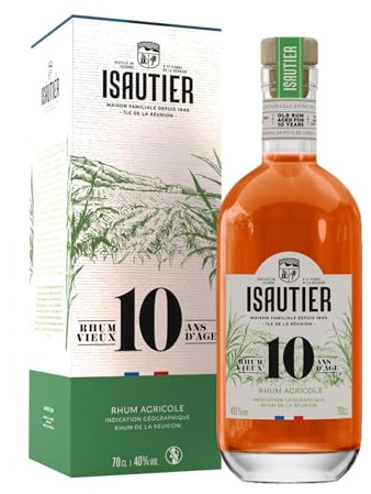 ISAUTIER - Isautier 10 ans - Rhum agricole - 40% Alcool - Origine: France/La réunion - Notes de Vanille & Epices - Vieilli en fût de chêne français - 70 cl