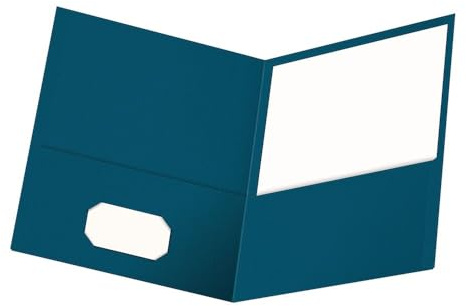 Oxford Twin-Pocket Folders, Textured Paper, Letter Size, Blue, Holds 100 Sheets, Box of 25 (57502EE)