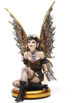 PTC 9.38 Inch Sitting Aviator Steampunk Winged Fairy Statue Figurine