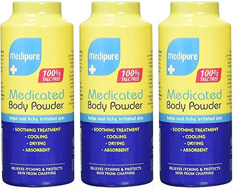 3 x MEDIPURE Medicated Body Powder 100% TALC FREE 200g (600g)
