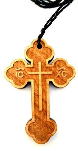 IconsGr 37 Collier religieux grec chrétien orthodoxe avec croix en bois