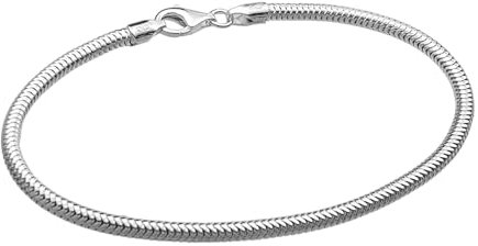 Queenberry Sterling Silver Snake Cable Bracelet with Lobster Clasp For European Bead Charms, 7
