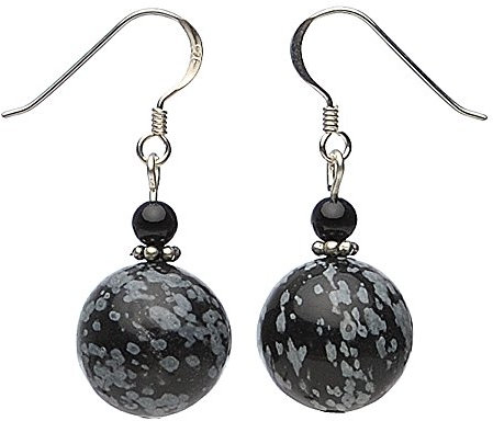 Ohrringe Ohrhänger aus Obsidian & Onyx 925 Silber schwarz grau Ohrschmuck