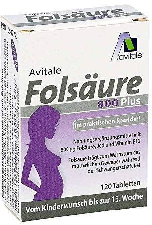 Folsäure 800 Plus B12+jod Tabletten 120 stk