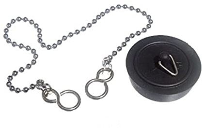 Merriway BH04748 Tapón de Lavabo Negro 35-40 mm con Cadena cromada de 300 mm y Gancho en S